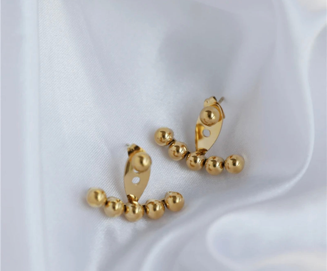 Jewelry: Gold Stainless Steel Jacket Earrings