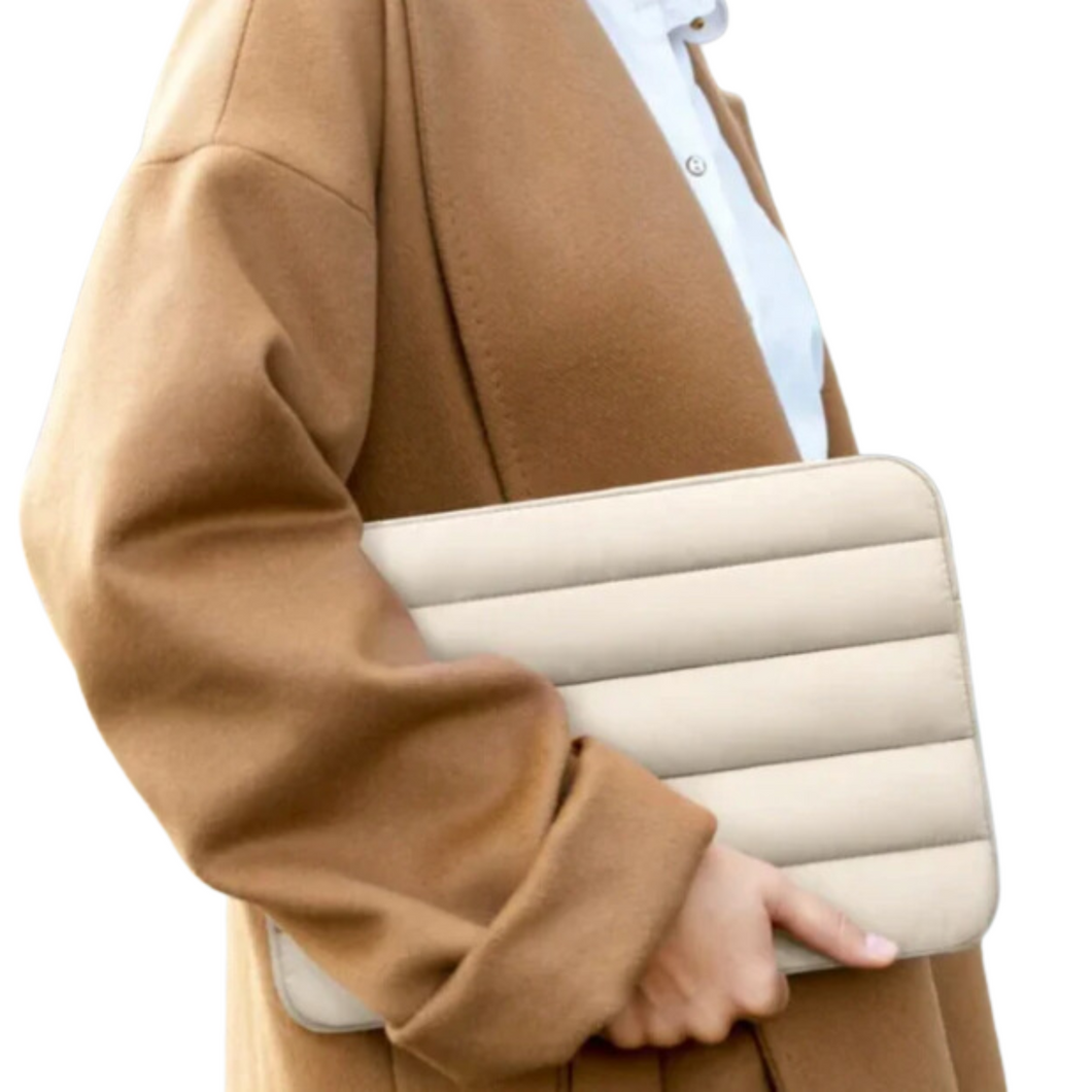Sleeve: Genuine Leather Puffer Laptop Sleeve
