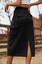 Load image into Gallery viewer, Apparel:  Drawstring Waist Slit Denim Skirt
