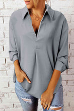 Load image into Gallery viewer, Apparel:  Textured Johnny Collar Three-Quarter Sleeve Blouse
