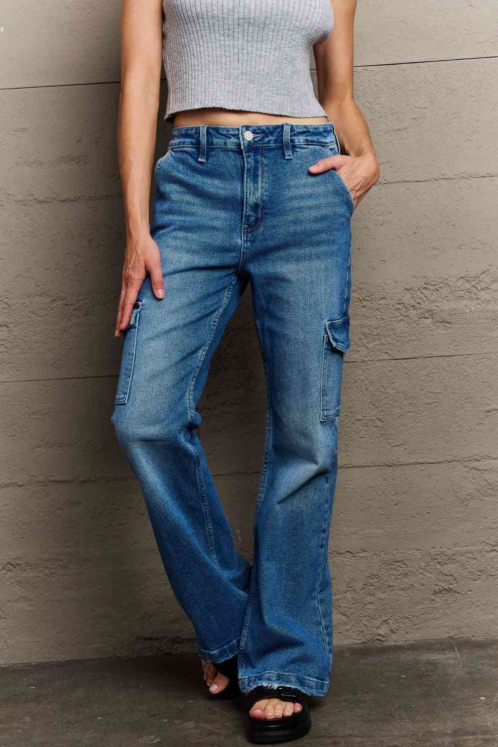 Apparel: Holly High Waisted Cargo Flare Jeans